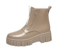Wellington Boots Women's Wide Foot Car Wash Rubber Shoes Non-Slip Rain Boots Fashion Riding Boots with Zip Boots Garden Shoes Slip-On Boots with Cuff Rain Shoes Short Shaft Ankle Boots, b, 6 UK