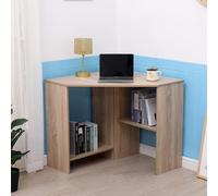 Wellington Compact Office Computer Corner Desk with Storage Shelves Home Source Light Oak One Size