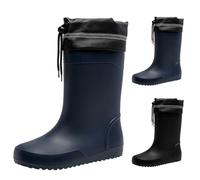 Wellington Men's Slip On Rain Boots Wellies Waterproof Mid Calf Rain Boots with Adjustable Drawstring, Durable Slip Resistant Rubber Shoes Comfortable Garden Muck Water Shoes Blue