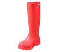 Wellingtons Boots Ladies Women Men Wellies Tall Rain Boot Waterproof Non-Slip Rubber Rainboots High Calf Garden Boots Chunky Sole Festival Boot Outdoors Wellies Garden Welly Walking Hiking Red