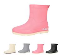 Wellingtons Boots, Women's Wellies Fashion Ankle Boots, Ladies Chelsea Booties Waterproof Rainboots, Casual Fashion Rubber Rain Shoes for Garden Fishing Outdoor Size 5