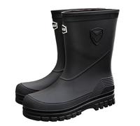 Wellingtons for Women Rain Boots Ladies Garden Shoes Concrete Boots Rain Footwear Men's Mid Tube for Car Washing Fishing and Non Slip Water Shoes Outdoor Work Rubber Wide(Black,4.5)