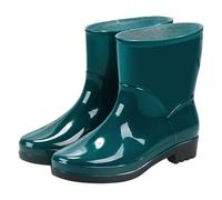 Wellingtons for Women Waterproof Womens Boots Gardening Shoes Old Fashioned Boots Men Rain Women Mid Calf Rain Solid Color Garden Shoes Outdoor Comfortable Work Glossy (Green,5.5)