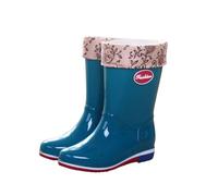 Wellingtons Waterproof Ankle Boots Women Gardening Shoes Galoshes for Men Rain Boots Mid High Tube Rain Women Short Tube Water Shoes Water Winter Plus Velvet Warm Non Slip Plastic Cute (Blue,5)
