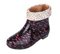 Wellingtons Womens Waterproof Boots Ladies Garden Shoes Lawless Boot Women's Spring Summer Autumn and Winter Short Sleeved Cotton Removable and Washable Outdoor Fashion Work Fishing Kitchen Non Slip W