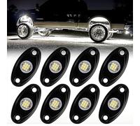 WELLIT 2 x LED Rock Lights for Trucks, White Light, High Brightness and Waterproof for Under Body, Car, Off-Road Pick-Ups, SUV, ATV, UTV (8 x White Lamps)