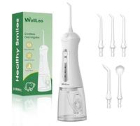 WellLeo Water Flosser for Teeth, Portable Oral Irrigator Rechargeable Water Dental Flosser Pick with High Pressure 5 Jet Tips, IPX7 Travel Water Flossing for Brace Teeth Cleaner Gum Care
