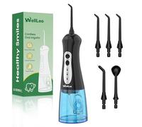 WellLeo Water Flosser for Teeth, Portable Oral Irrigator Rechargeable Water Dental Flosser Pick with High Pressure 5 Jet Tips, IPX7 Travel Water Flossing for Brace Teeth Cleaner Gum Care