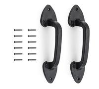 WellMade Barn Door Handles, 7.5 in Gate Handle, Rustic Metal Door Pull Handle Hardware for Wooden Garden Gate Shed Cabinet（Black, 2 Pack