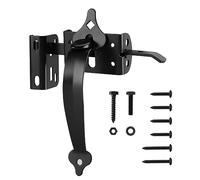 WellMade Ornamental Thumb Gate Latch Self Locking Latches and Handle Kit,Heavy Duty Door Latch Gate Lock Hardware for Wooden/Vinyl Fence Swing Gate Outdoor Garden,Pool, Black with Screw