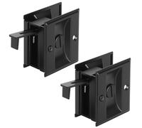 WellMade Pocket Door Lock with Pull - Stainless Steel Black Pocket Door Hardware, Reversible Sliding Door Lock for 1-3/8” Thick Doors, Easy Install(2 Pack)