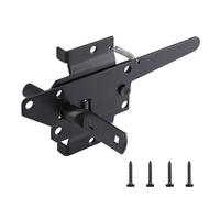 WellMade Self-Locking Gate Latch Heavy Duty,Post Mount Automatic Gravity Lever Gate Lock/Door Latch for Wooden/Vinyl Fence with Fasteners,Garden Outdoor,Pool Gate, Black with Screws