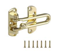 WellMade Swing Bar Door Lock Latch,Door Security Latch for Kids Safety and Home Security, Reinforcement Door Latch Guard Clasp（Bright Brass，1 Pack)