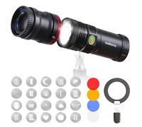 WELLMAKING 10W RGB LED Photography Flashlight Aluminum, Professional Imaging Lens, Stepless Zoom, 7800mAh,4 Color Light with 20 gobos for Photo, Content Creation Video Recording Accessorie,YouTube