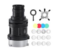 WELLMAKING Bowens Mount Optical Snoot Conical S-80LED Kit. 2 Times Brighter, Adjustable Focus Lens, Aperture Modifier and 12 Gobos; for Photography, Studio Video, only suitfor LED Continuous Lights