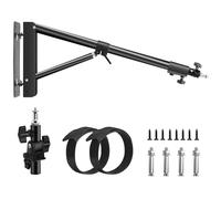 Wellmaking Wall Mount Triangle Boom Arm 53inch/135cm Length Adjustable Support 180° Flexible Rotation, Up to 4.26ft. With Tilt Adapter Light Stand with Standard 1/4 to 3/8 Metal Male Screw Photography