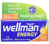 Wellman Energy Orange - 10 Dissolving, Multivitamins Effervescent Tablets for Man, Natural Orange Flavour