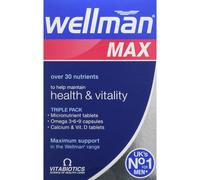 Wellman Max - Maximum Strength Multivitamin Formula Mix with Support for energy, immune system, testosterone level, bone health, brain 84 Tablets