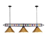 Wellmet Pool Table Light,59”Billiards Lights for 7' 8' 9' Table, Hanging Over Pool Table Light with Gold Shade and Billiard Ball Decor,Perfect for Game Room,Kitchen Island,Man Cave