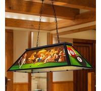 Wellmet Tiffany Pool Table Light, Dogs Playing Billiards Lights for 7' 8' 9' Pool Table, 3 Lights Billiard Fixture Hanging Pendant Lamp for Snooker Table, Cabin, Game Room, Men's Cave, Dining Room
