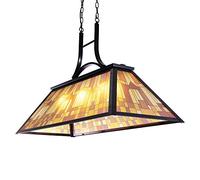 Wellmet Vintage 3-Light Pool Table Light Pendant with Tiffany-Style Printed Shade for Game Room 7 ft/8 ft/9 Feet Snooker Billiards Light Man Cave Club Kitchen Island Bar Game Dinning Room (Yellow)