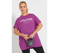 Yours Active Curve 'Wellness Club' Slogan Top - Women's - Plus Size Curve Purple