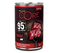 Wellness CORE 95 Percent, Dog Food Wet Grain Free, Beef with Broccoli- 6 x 400 g Cans