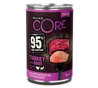 Wellness CORE 95 Percent Turkey & Goat, 6 x 400g, Dog Food Wet for All Dog Breeds, Chunky Pat?, Grain-Free, High Meat Content, Protein-Rich, Limited