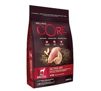 Wellness CORE Adult Active Life, 10kg, Chicken & Turkey, Dry Dog Food for All Dog Breeds, Grain-Free, High Meat Content, Protein-Rich, Supports Active Dogs & Lactating Bitches