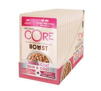 Wellness CORE Boost Skin & Coat 14 x 85g, Chicken & Salmon - Wet Cat Food, Minced Cuts, Grain-Free, Natural, Hypoallergenic, Protein-Rich, High Meat Content, Supports Healthy Skin & Shiny Coat