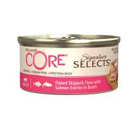 WELLNESS CORE Cat Flaked Skipjack Tuna with Salmon Entree in Broth 79g