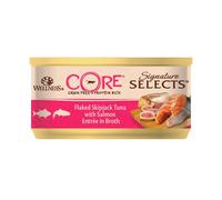 Wellness CORE Signature Selects 24 x 79g, Flaked Skipjack Tuna & Salmon - Wet Cat Food, Delicious Flakes in Broth, Grain-Free, Natural, Hypoallergenic, Protein-Rich, High Fish Content