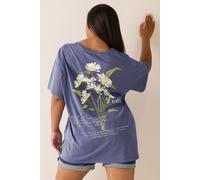 'Wellness' Daisy Back Print T-Shirt Yours Blue 30-32