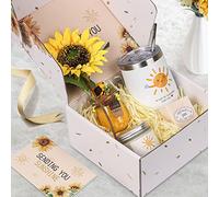 Wellness Gift Box, Gifts for Women, Personalised Set of 8 Sunflower Bath Accessories, Women, Relaxation Rituals Gift Set for Girlfriend, Mum, You, Best Friend, Sister, Colleagues
