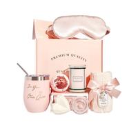 Wellness Gift Set for Women, Spa Care Set with Thermal Mug, Scented Candle & Bath Salt, Luxury Gift Box for Girlfriend, Mother & Colleague, Christmas etc. (Set 6 Pink Set)