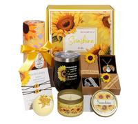 Wellness Gift Set for Women, Spa Care Set with Thermal Mug, Scented Candle & Bath Salt, Luxury Gift Box for Girlfriend, Mother & Colleague, Christmas etc. (Set 1 Yellow SunflowerA)