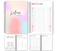 Wellness Journal - 90 Day Health, Fitness, Gratitude, Mindfullness, Wellbeing, Habit, Goals, Diet & Food Tracker - A5 Pastel Rainbow