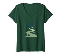 Wellness Journey: Mindful Path to Health and Balance V-Neck T-Shirt, Women, Forest Green, M