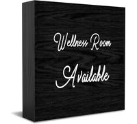 Wellness Room Available Home Office Decor Wooden Box Sign, Decorative Positive Office Desk Accessories Wood Plaque Wood Table Sign For Tv Cabinet Shelf 5 X 5 Inch