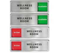 Wellness Room Office Door SlidingSigns, Do Not Disturb- In Use/Available Slider Sign for Home Office Wellness Conference Vacant Occupied Privacy Slide Door Sign，Brushed Silver
