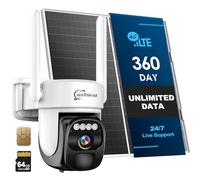 wellnk-iot 4G LTE Cellular Security Camera with 360-Day Unlimited Data, Non-WiFi U.S. Local SIM&Micro SD Card, Solar Powered, Remote Access, Auto Human Tracking