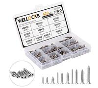 WELLOCKS Assorted Stainless Steel Screws Set 420PCS M2/M3/M4 Self Tapping Screws Set, Flat Head Rust Proof Wood Screw Kit with Storage Box for Homemade, Repair, Woodwork Indoor Outdoor(K031025)