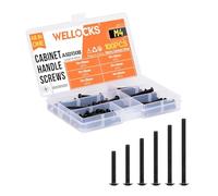 WELLOCKS Cabinet Handle Screws | M4 25-50mm Machine Screws Assortment | Pan Washer Head Metal Phillips Kit | for Cabinet Drawer Cupboard Closet Pulls Knobs (ASD150B) | Black Zinc | 100 PCS