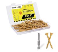 WELLOCKS Deck Screws #8×2" (200g), Tan 53 PCS, Rust-Resistant, Salt Spray Resistant, Epoxy Coated, T25 Torx Bit Included for Wood Fence, Decking & Outdoor Us