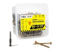 WELLOCKS Deck Screws, Wood Screws, Tan, Superior Rust Resistant, Epoxy Coated, Above 1000 Hour Salt Spray Coating T25 Torx Star Bit Included for Outdoor Wood Fence (5.2LBS Tan, #8×2-1/2")