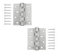 WELLOCKS Door Hinge 4x3 Inches (10cmx7.5cm) 2 Pack Stainless Steel 304, 3mm Thick Ball Bearing Door Hinges Quiet and Smooth Brushed Silver Perfect for Heavy Door (D04002)