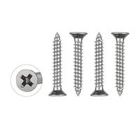 WELLOCKS Screws Set 50PCS 304 Stainless Steel, M4 x 25mm Self Tapping Screws Assortment Set, Flat Head Rust Proof Wood Screw Kit for Homemade, Repair, Woodwork Indoor Outdoor (D034425)