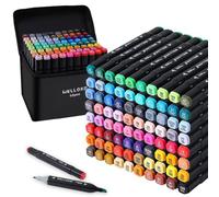 WELLOKB Alcohol Markers Set, 60 colors Alcohol Based Dual Tip, Broad and Brush Tip for Adult Coloring Books, Drawing, Sketching (60)