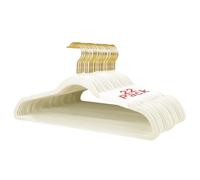 Wellong 22 Packs Velvet Clothes Hangers, 45cm Non-Slip Skirt Hangers, Sturdy for Dresses With Shoulder Notches, Space Saving for Adults Cream - Gold Hook
