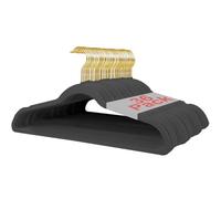 Wellong 36 Packs Velvet Clothes Hangers, 45cm Non-Slip Skirt and Dresses Hangers With Shoulder Notches, Space Saving for Adults - Dark Grey With Gold Hook
